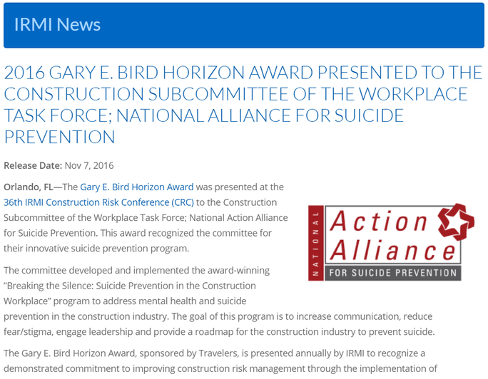 Press Release: Construction Committee’s 2016 Gary Horizon Award for Innovation