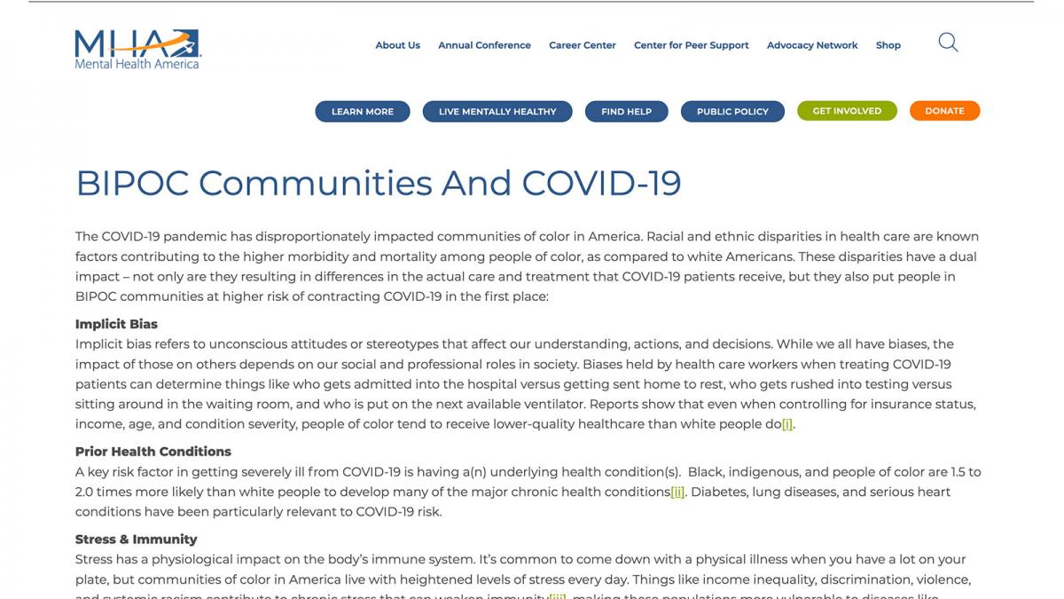 BIPOC Communities and COVID-19