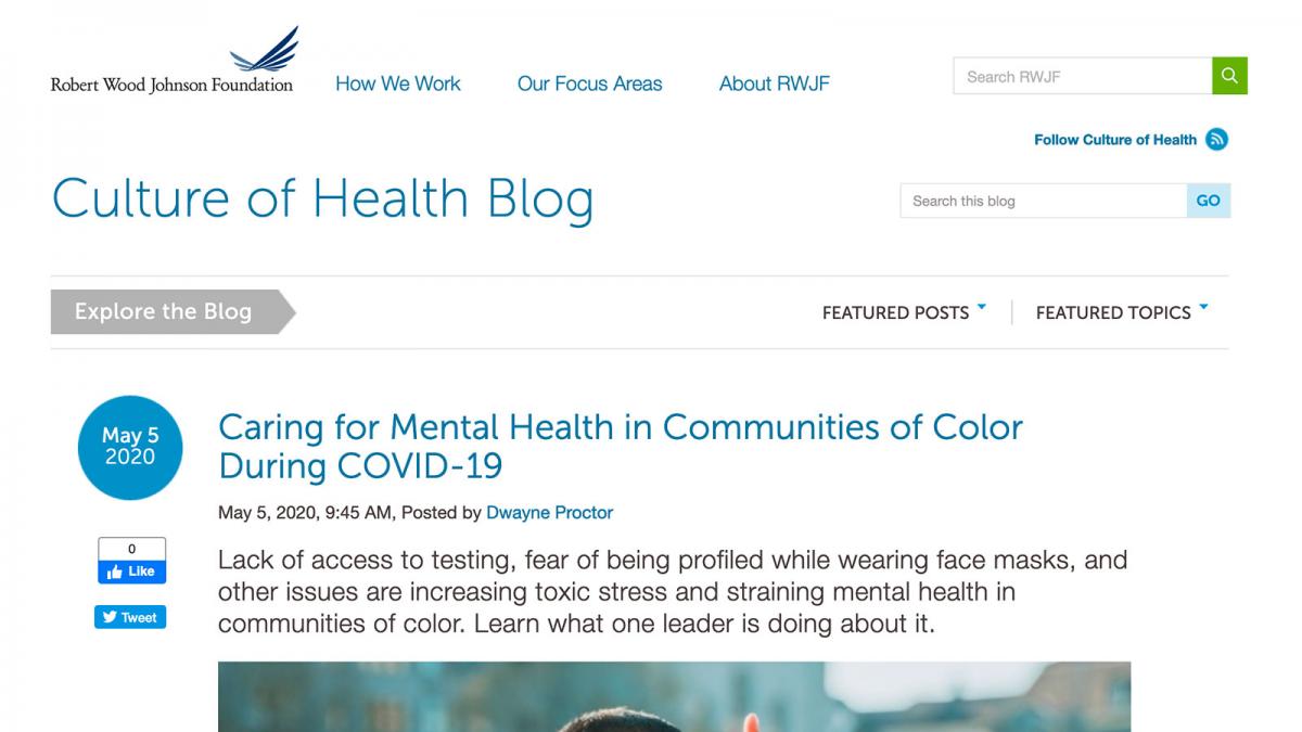 Caring for Mental Health in Communities of Color During COVID-19