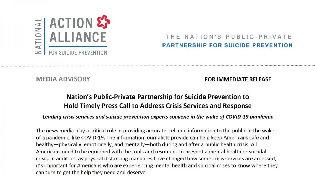 Press Call to Address Crisis Services and Response in Wake of COVID-19