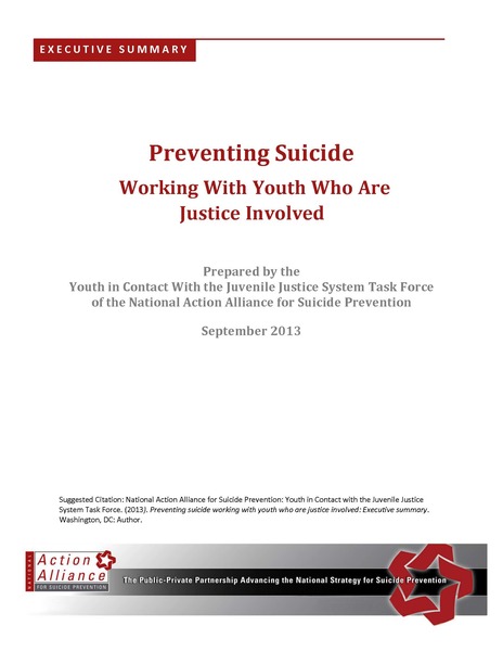 Preventing Suicide: Working with Youth Who are Justice Involved: Executive Summary