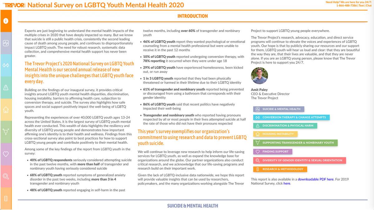 The Trevor Project's 2020 National Survey on LGBTQ Youth Mental Health